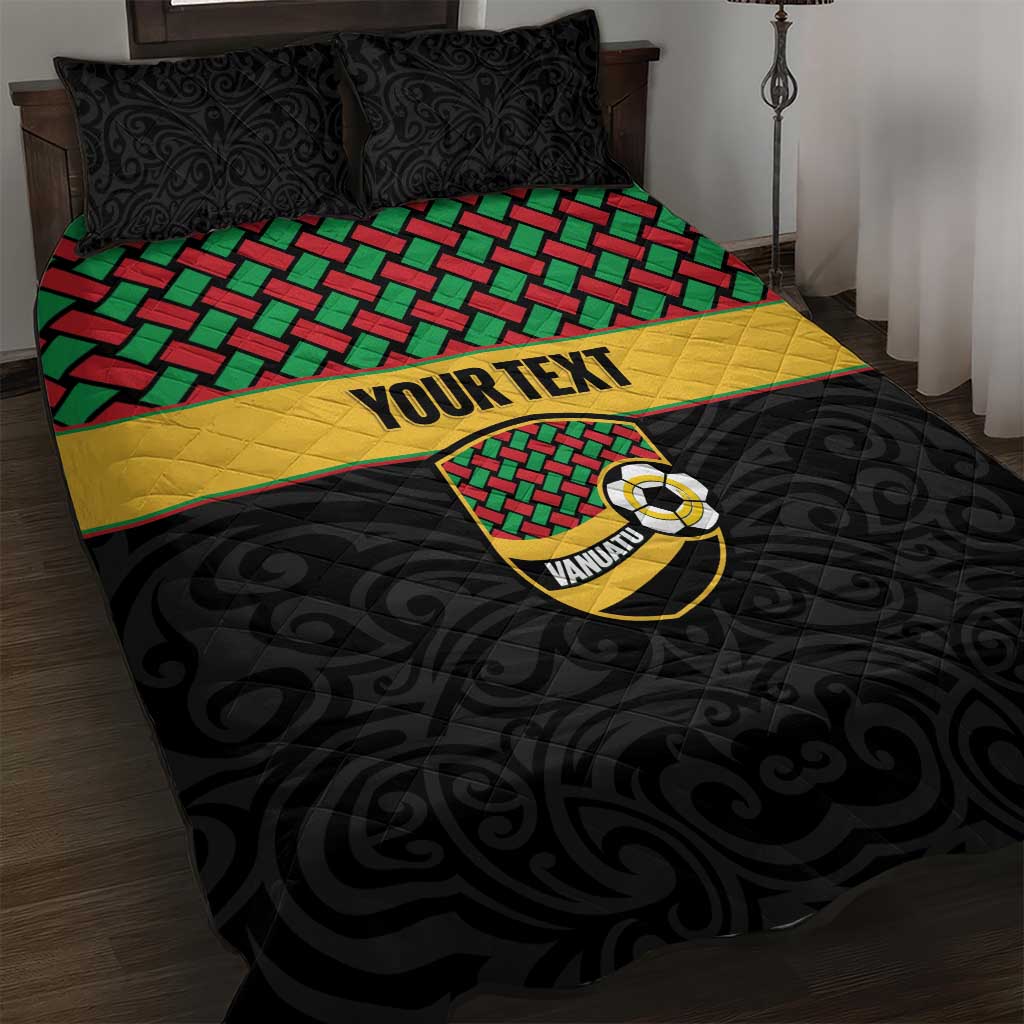 Vanuatu Football Custom Quilt Bed Set Go Chiefs Basket-weave Pattern LT14 Black - Polynesian Pride