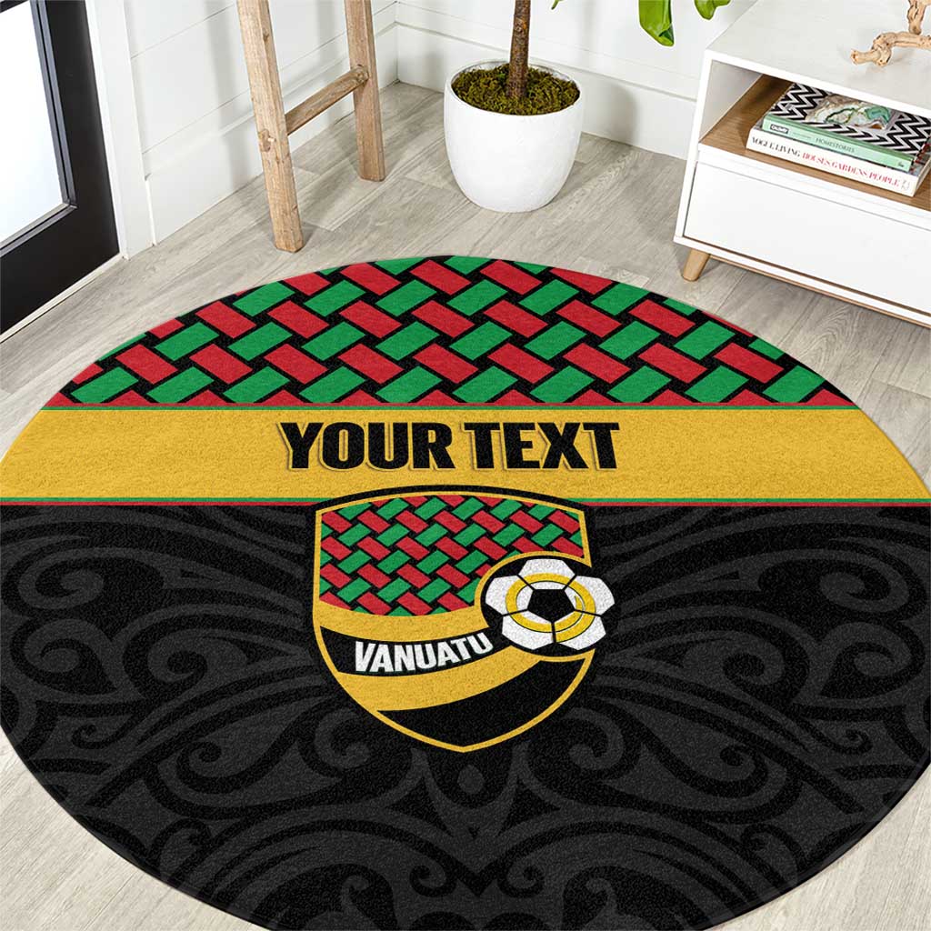 Vanuatu Football Custom Round Carpet Go Chiefs Basket-weave Pattern