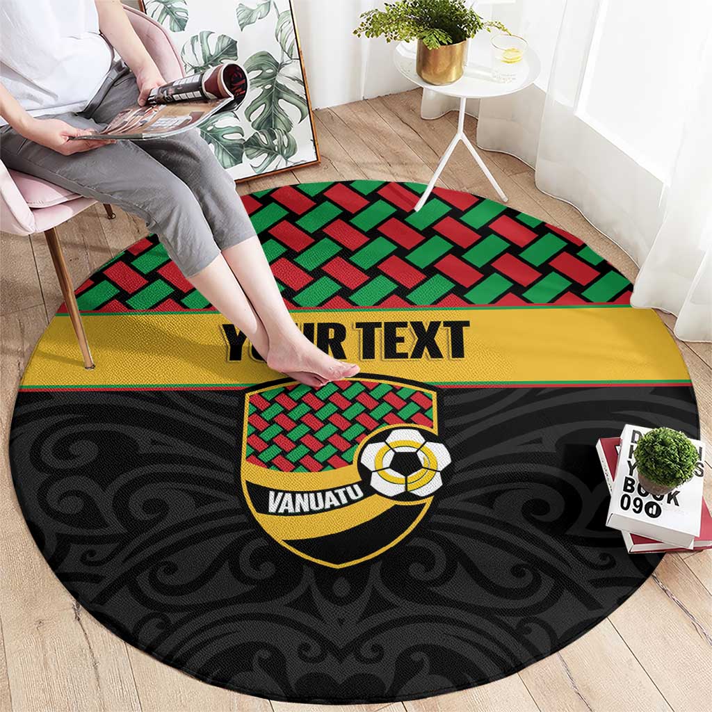 Vanuatu Football Custom Round Carpet Go Chiefs Basket-weave Pattern