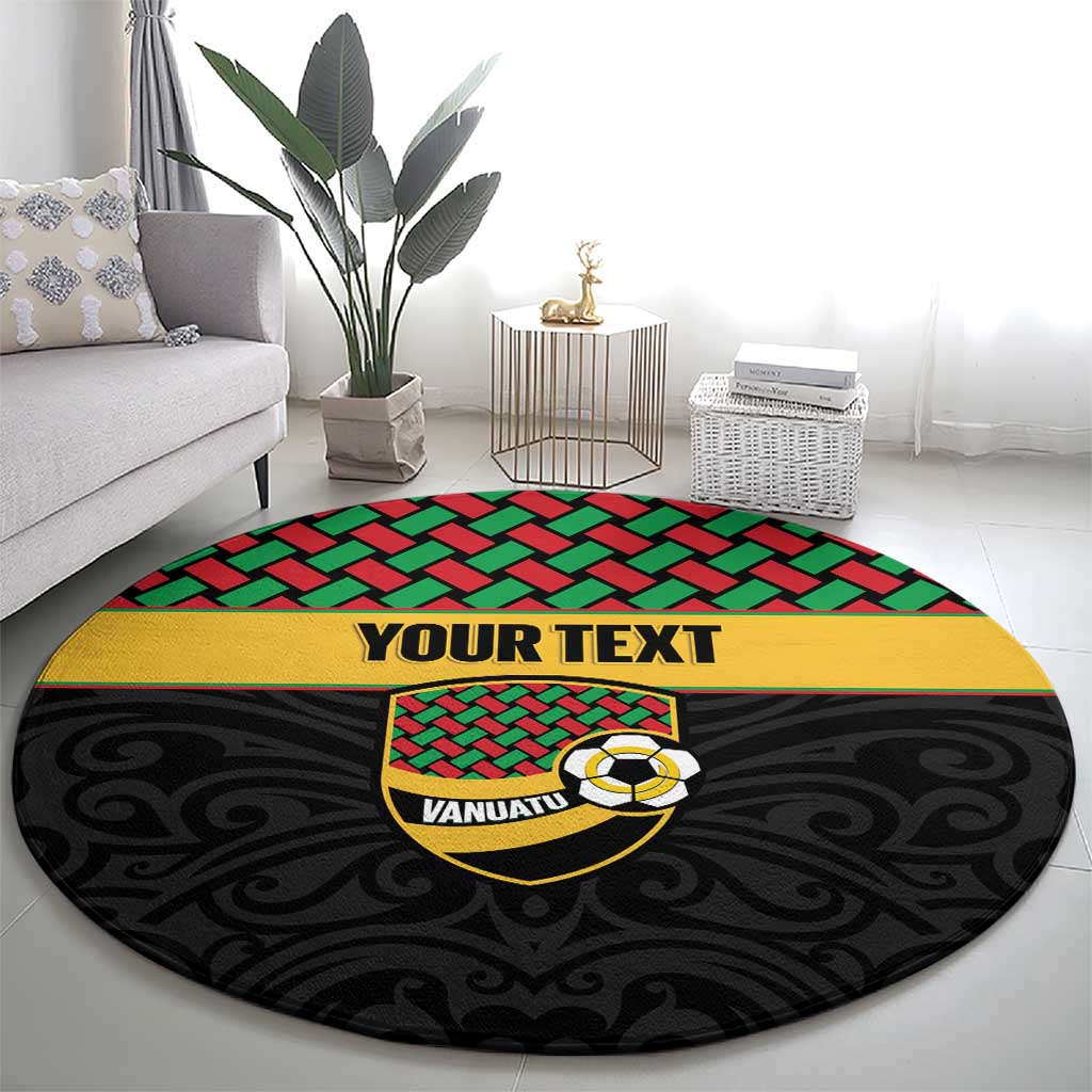 Vanuatu Football Custom Round Carpet Go Chiefs Basket-weave Pattern