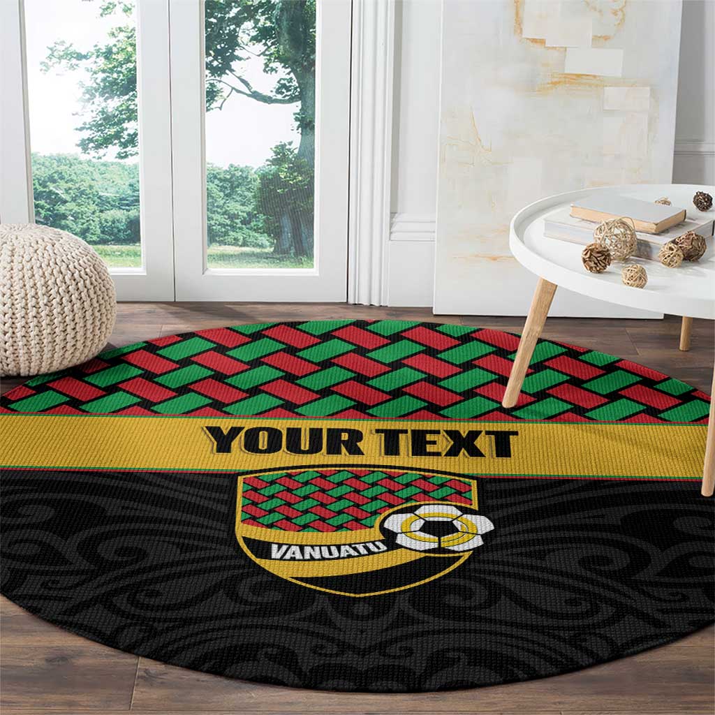 Vanuatu Football Custom Round Carpet Go Chiefs Basket-weave Pattern