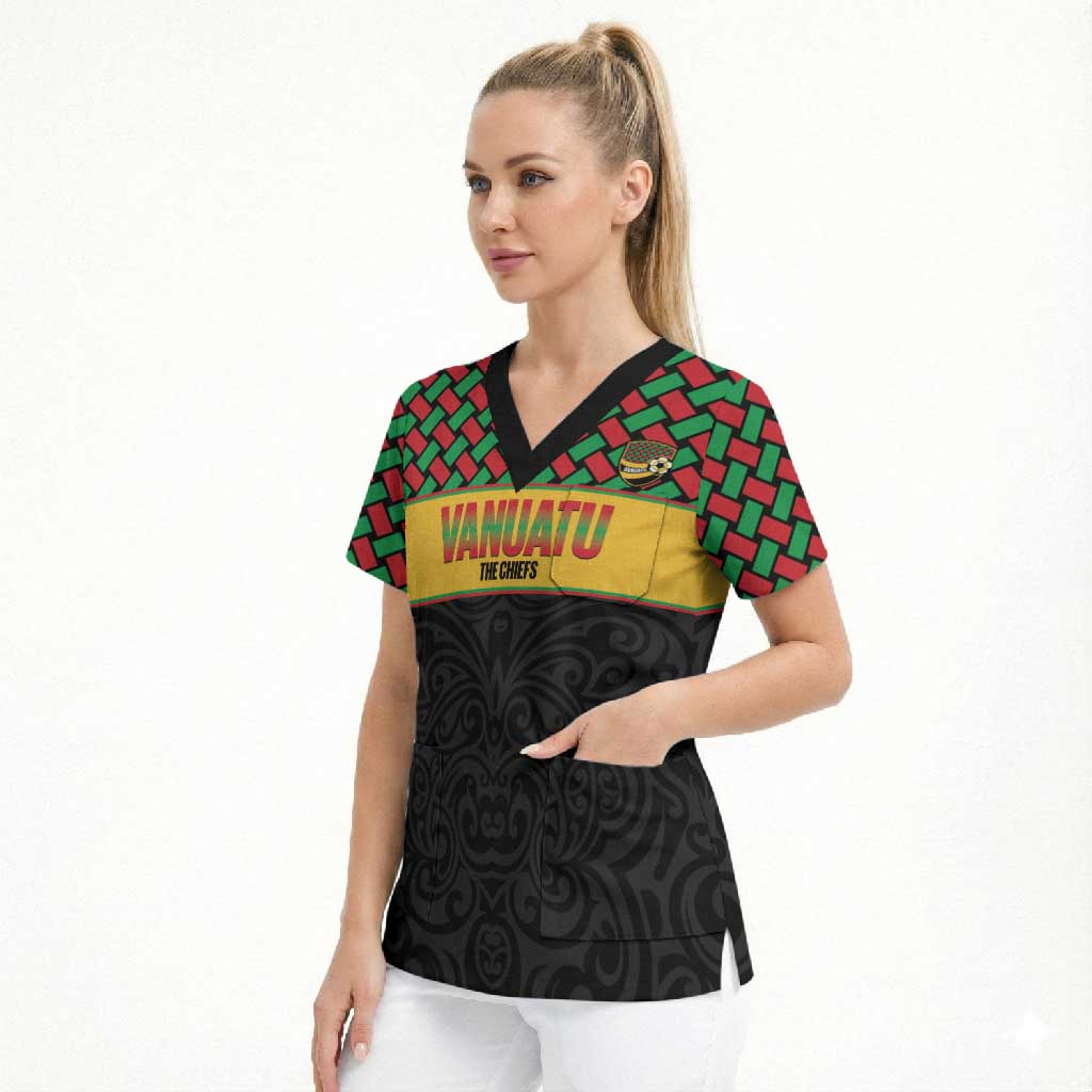 Vanuatu Football Custom Scrub Top Go Chiefs Basket-weave Pattern LT14 - Polynesian Pride