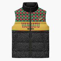 Vanuatu Football Custom Sleeveless Puffer Jacket Go Chiefs Basket-weave Pattern LT14 Unisex Black - Polynesian Pride