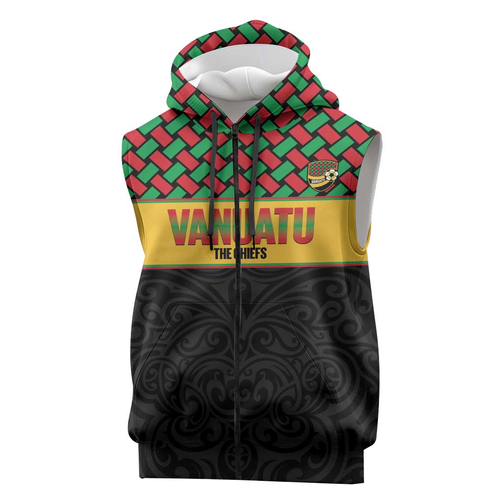 Vanuatu Football Custom Sleeveless Zip Hoodie Go Chiefs Basket-weave Pattern