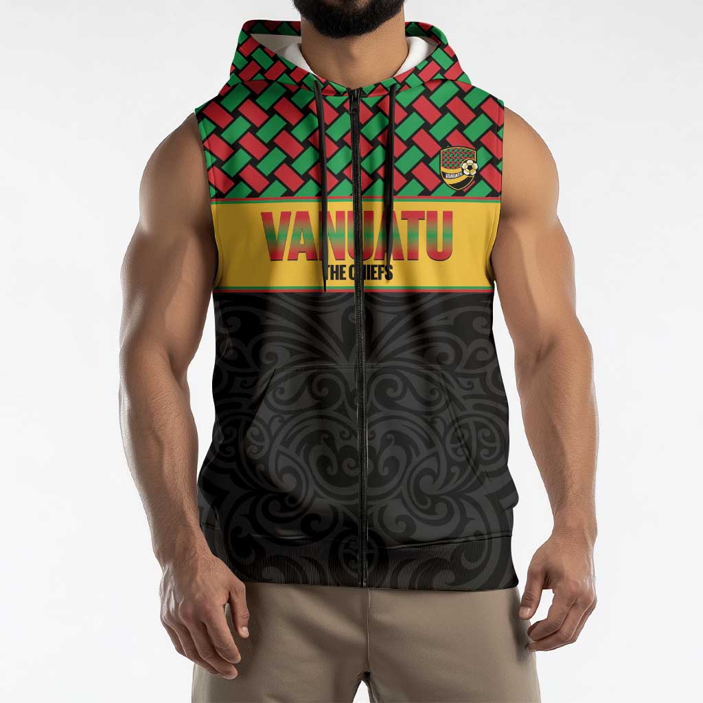 Vanuatu Football Custom Sleeveless Zip Hoodie Go Chiefs Basket-weave Pattern