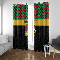 Vanuatu Football Custom Window Curtain Go Chiefs Basket-weave Pattern LT14 With Grommets Black - Polynesian Pride