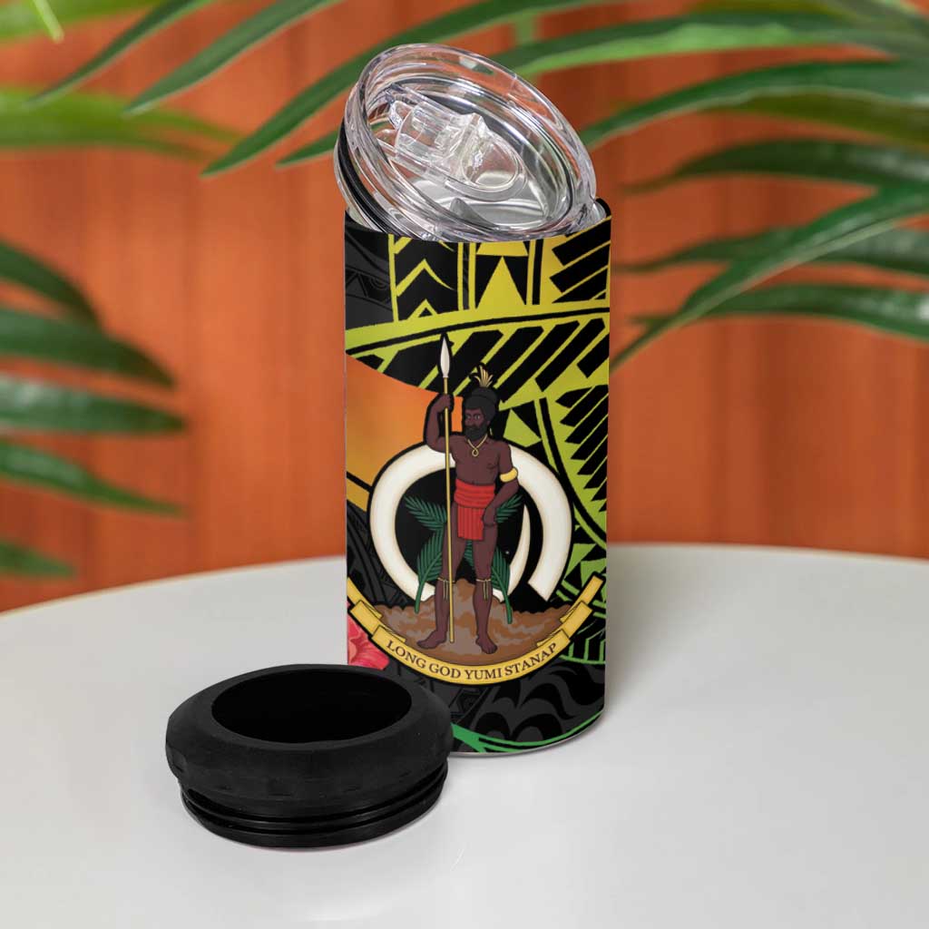 Vanuatu Boar Tusk Yumi Yumi Yumi 4 in 1 Can Cooler Tumbler Independens Dei Long God Yumi Stanap