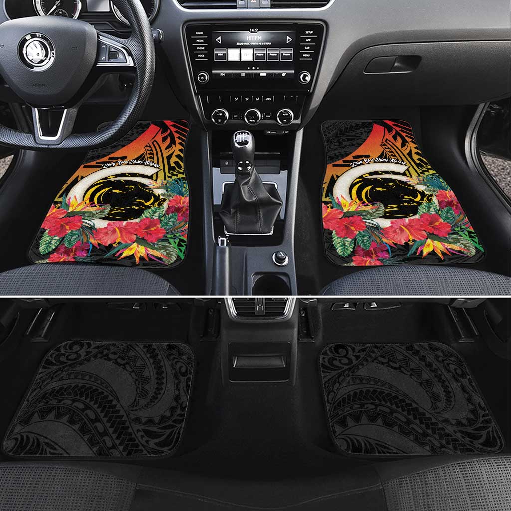 Vanuatu Boar Tusk Yumi Yumi Yumi Car Mats Independens Dei Long God Yumi Stanap LT14 Set 4pcs Black - Polynesian Pride
