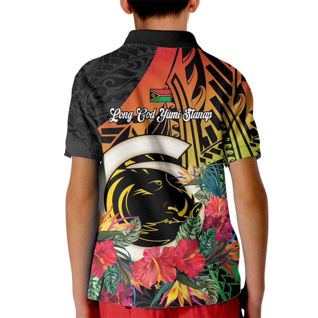 Vanuatu Boar Tusk Yumi Yumi Yumi Kid Polo Shirt Independens Dei Long God Yumi Stanap