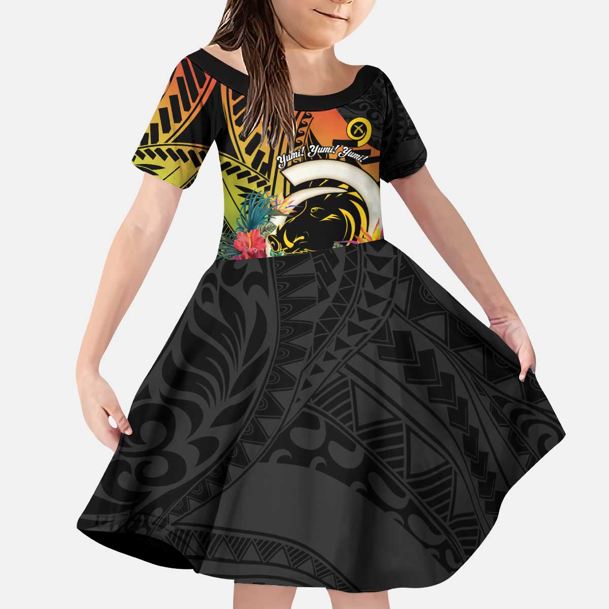 Vanuatu Boar Tusk Yumi Yumi Yumi Kid Short Sleeve Dress Independens Dei Long God Yumi Stanap