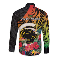 Vanuatu Boar Tusk Yumi Yumi Yumi Long Sleeve Button Shirt Independens Dei Long God Yumi Stanap