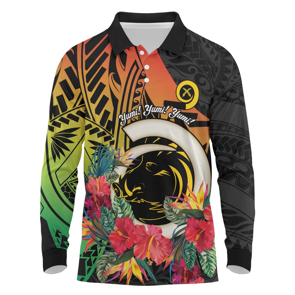 Vanuatu Boar Tusk Yumi Yumi Yumi Long Sleeve Polo Shirt Independens Dei Long God Yumi Stanap