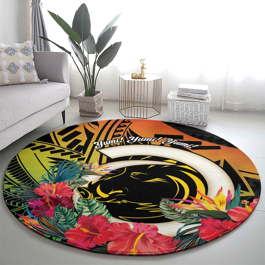 Vanuatu Boar Tusk Yumi Yumi Yumi Round Carpet Independens Dei Long God Yumi Stanap