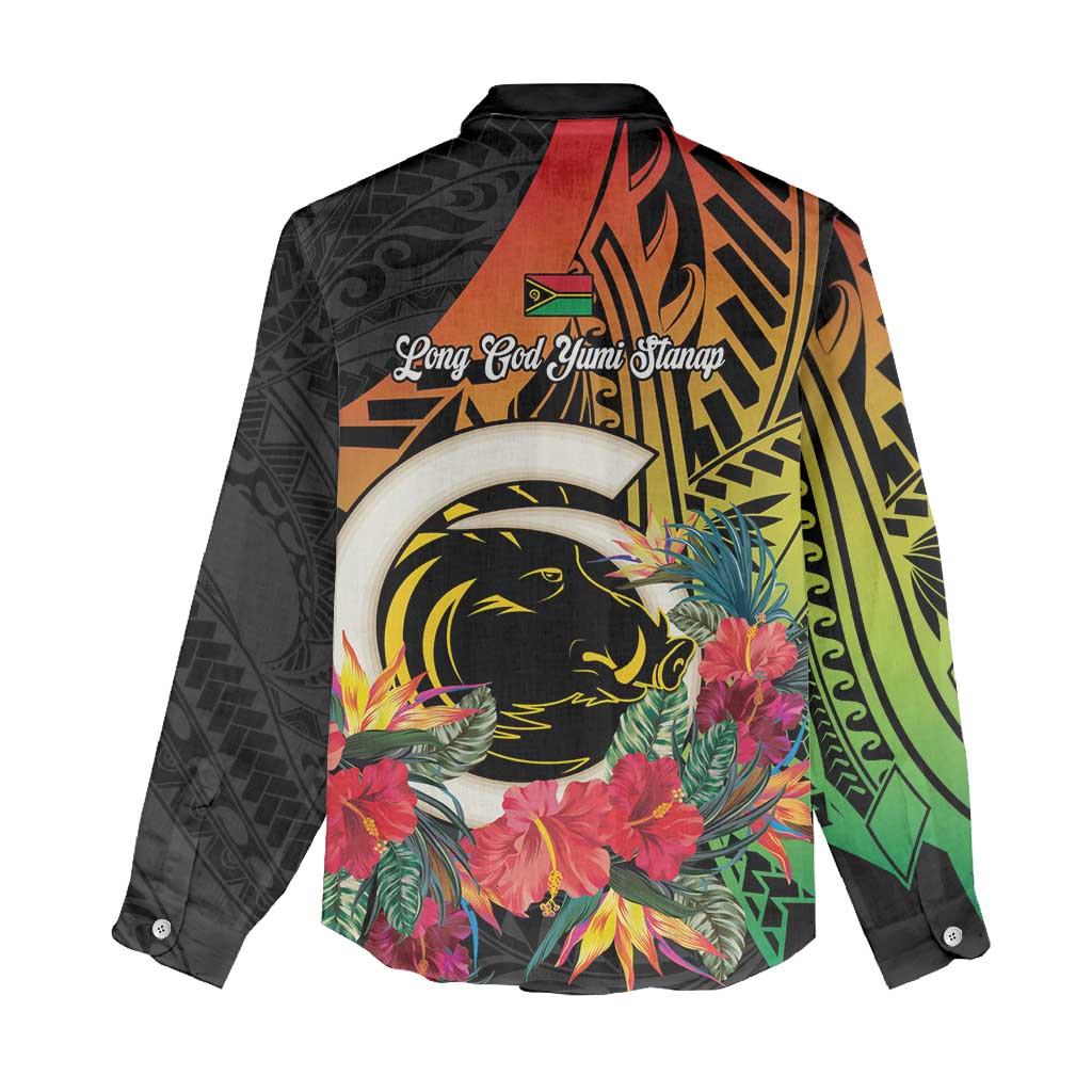 Vanuatu Boar Tusk Yumi Yumi Yumi Women Casual Shirt Independens Dei Long God Yumi Stanap