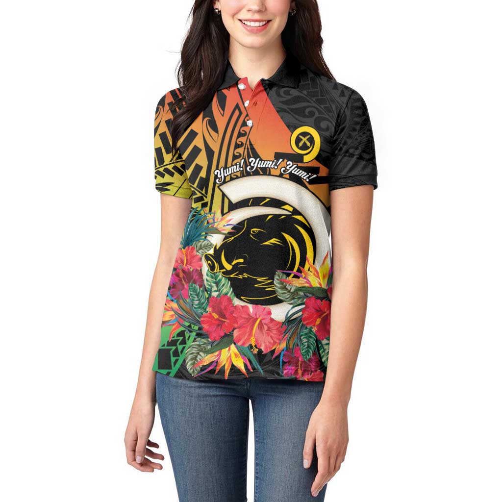 Vanuatu Boar Tusk Yumi Yumi Yumi Women Polo Shirt Independens Dei Long God Yumi Stanap