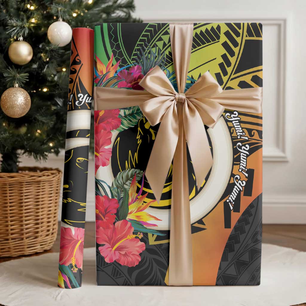 Vanuatu Boar Tusk Yumi Yumi Yumi Wrapping Paper Independens Dei Long God Yumi Stanap - Polynesian Pride