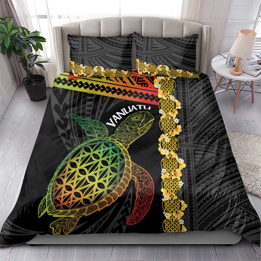 Vanuatu Sand Drawing Turtle Bedding Set Happy Independence Day