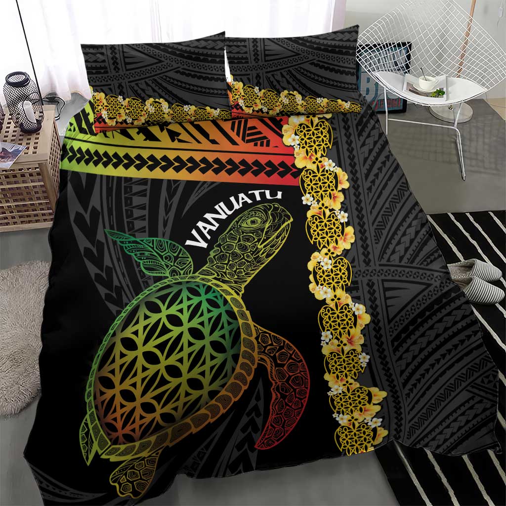 Vanuatu Sand Drawing Turtle Bedding Set Happy Independence Day
