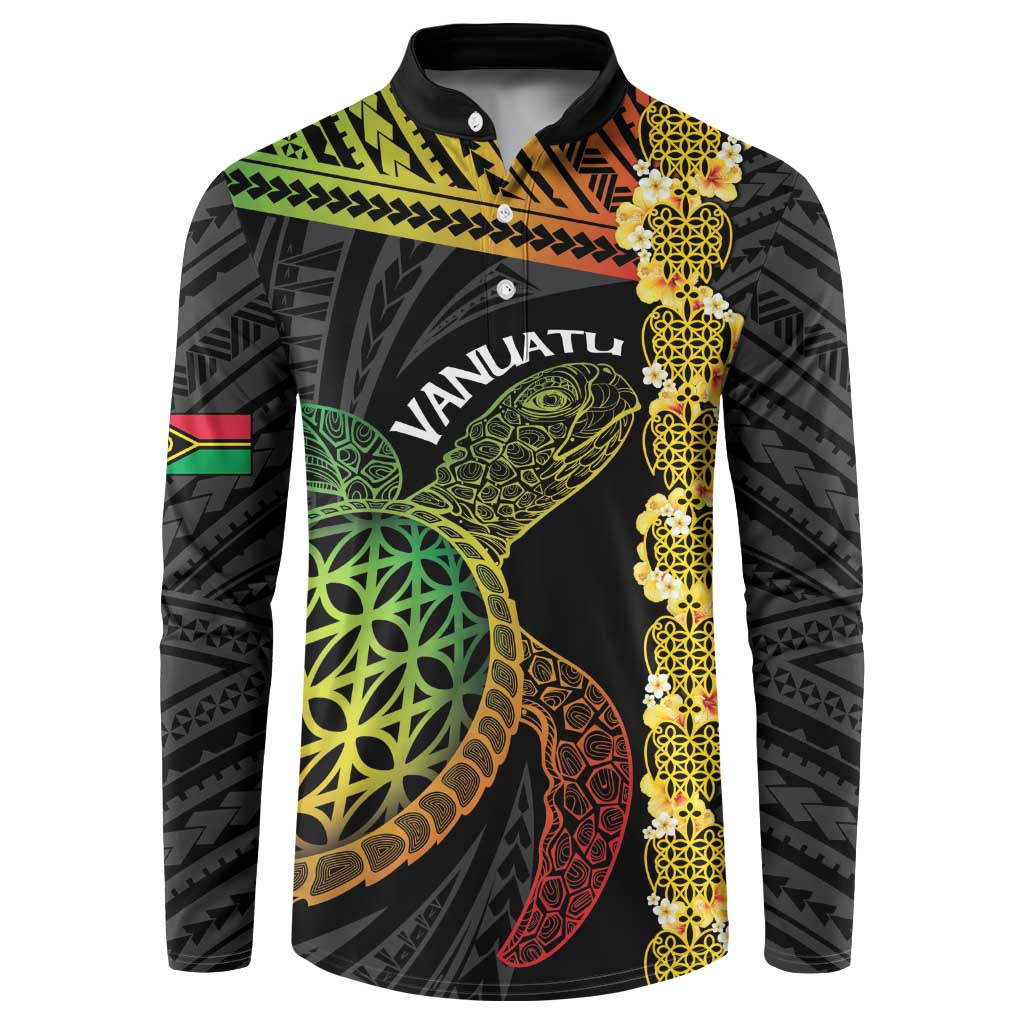 Vanuatu Sand Drawing Turtle Button Sweatshirt Happy Independence Day