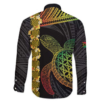 Vanuatu Sand Drawing Turtle Family Matching Long Sleeve Bodycon Dress and Hawaiian Shirt Happy Independence Day