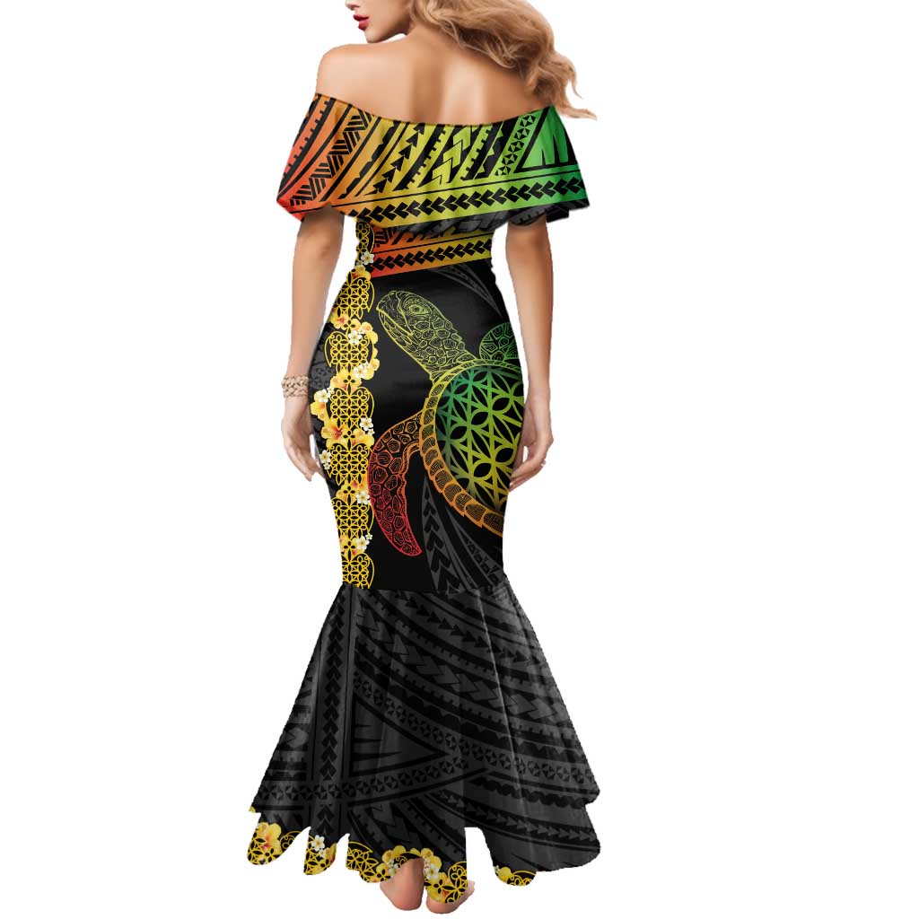 Vanuatu Sand Drawing Turtle Family Matching Mermaid Dress and Hawaiian Shirt Happy Independence Day