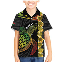 Vanuatu Sand Drawing Turtle Family Matching Mermaid Dress and Hawaiian Shirt Happy Independence Day