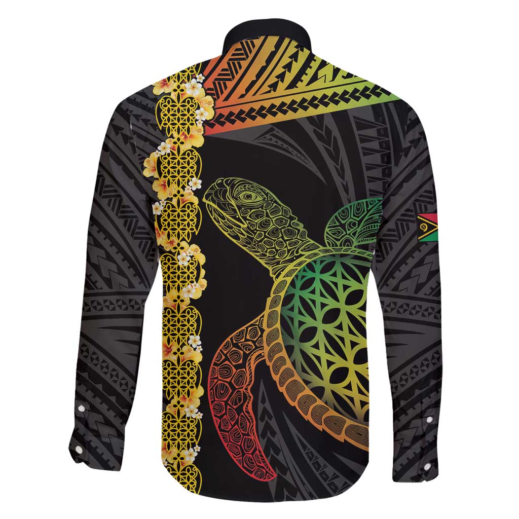 Vanuatu Sand Drawing Turtle Family Matching Off Shoulder Maxi Dress and Hawaiian Shirt Happy Independence Day