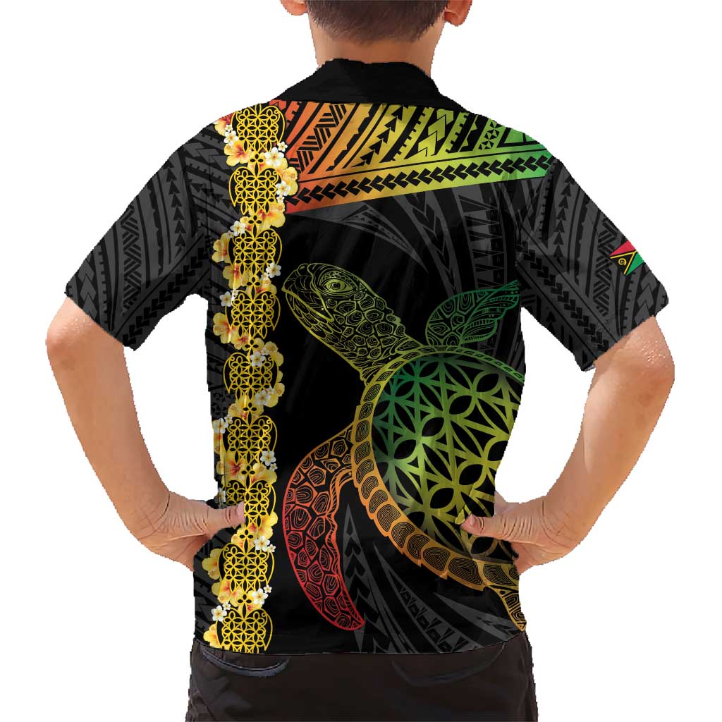 Vanuatu Sand Drawing Turtle Family Matching Short Sleeve Bodycon Dress and Hawaiian Shirt Happy Independence Day