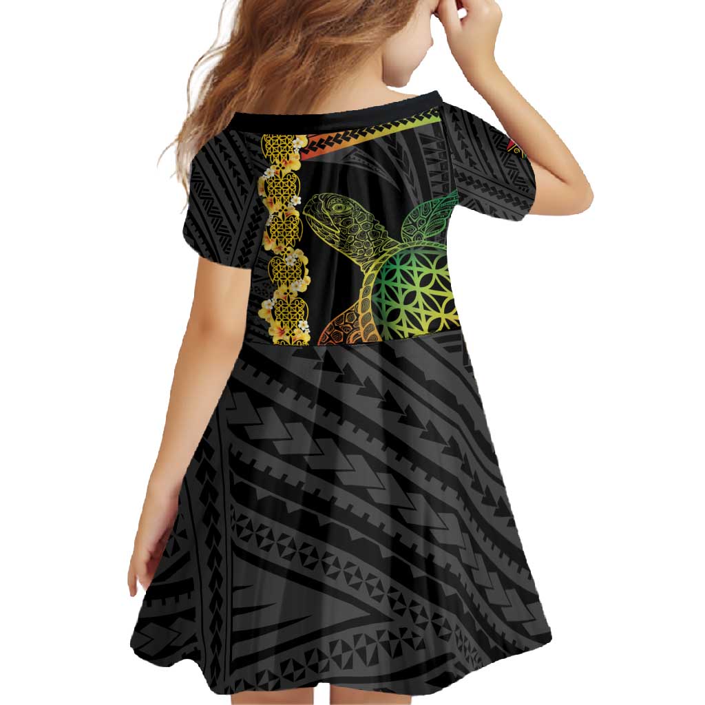 Vanuatu Sand Drawing Turtle Family Matching Short Sleeve Bodycon Dress and Hawaiian Shirt Happy Independence Day