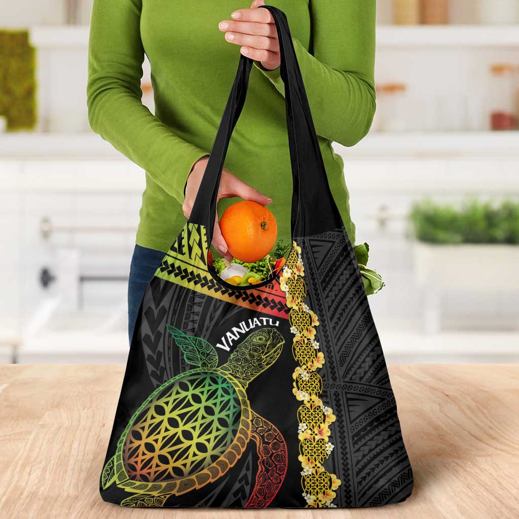 Vanuatu Sand Drawing Turtle Grocery Bag Happy Independence Day