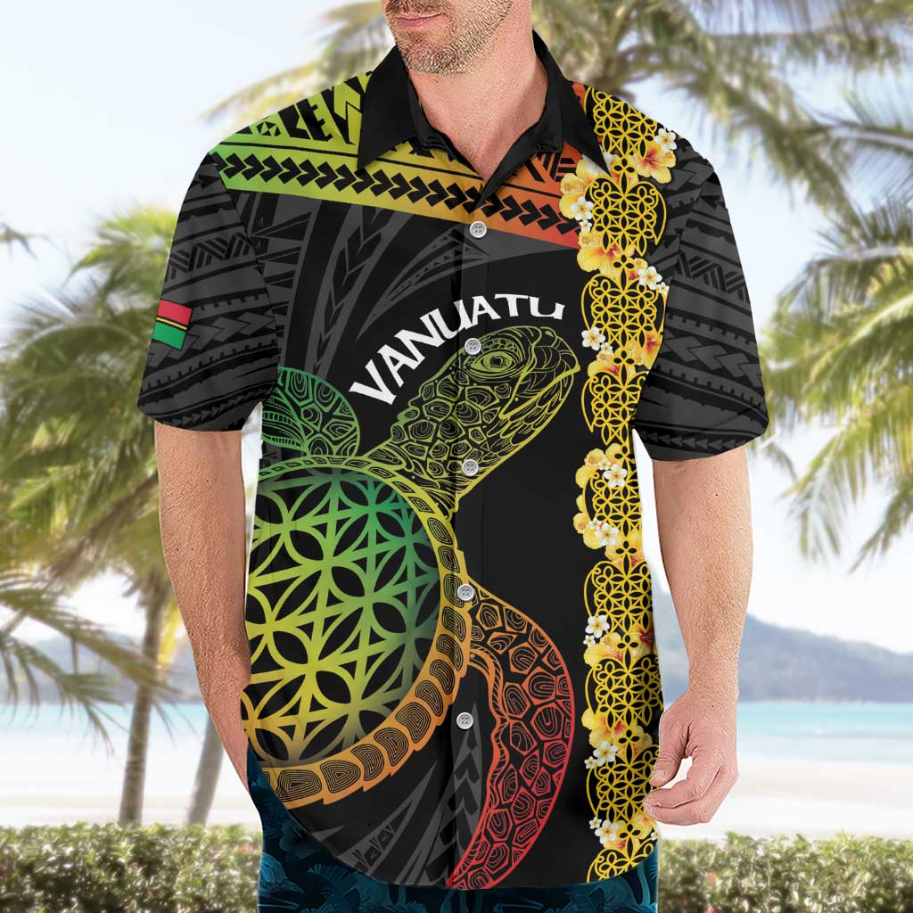 Vanuatu Sand Drawing Turtle Hawaiian Shirt Happy Independence Day