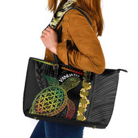 Vanuatu Sand Drawing Turtle Leather Tote Bag Happy Independence Day