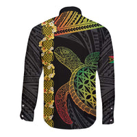 Vanuatu Sand Drawing Turtle Long Sleeve Button Shirt Happy Independence Day