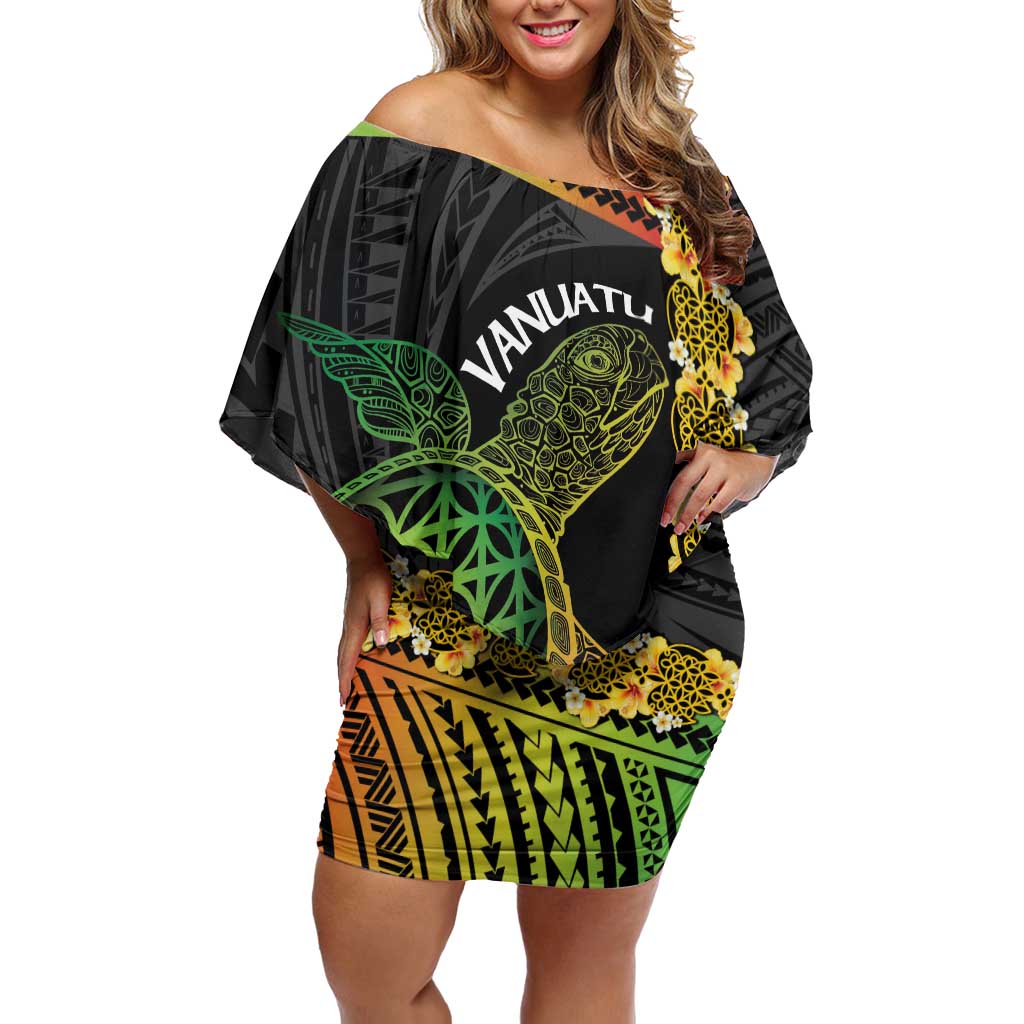 Vanuatu Sand Drawing Turtle Off Shoulder Short Dress Happy Independence Day
