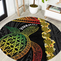 Vanuatu Sand Drawing Turtle Round Carpet Happy Independence Day