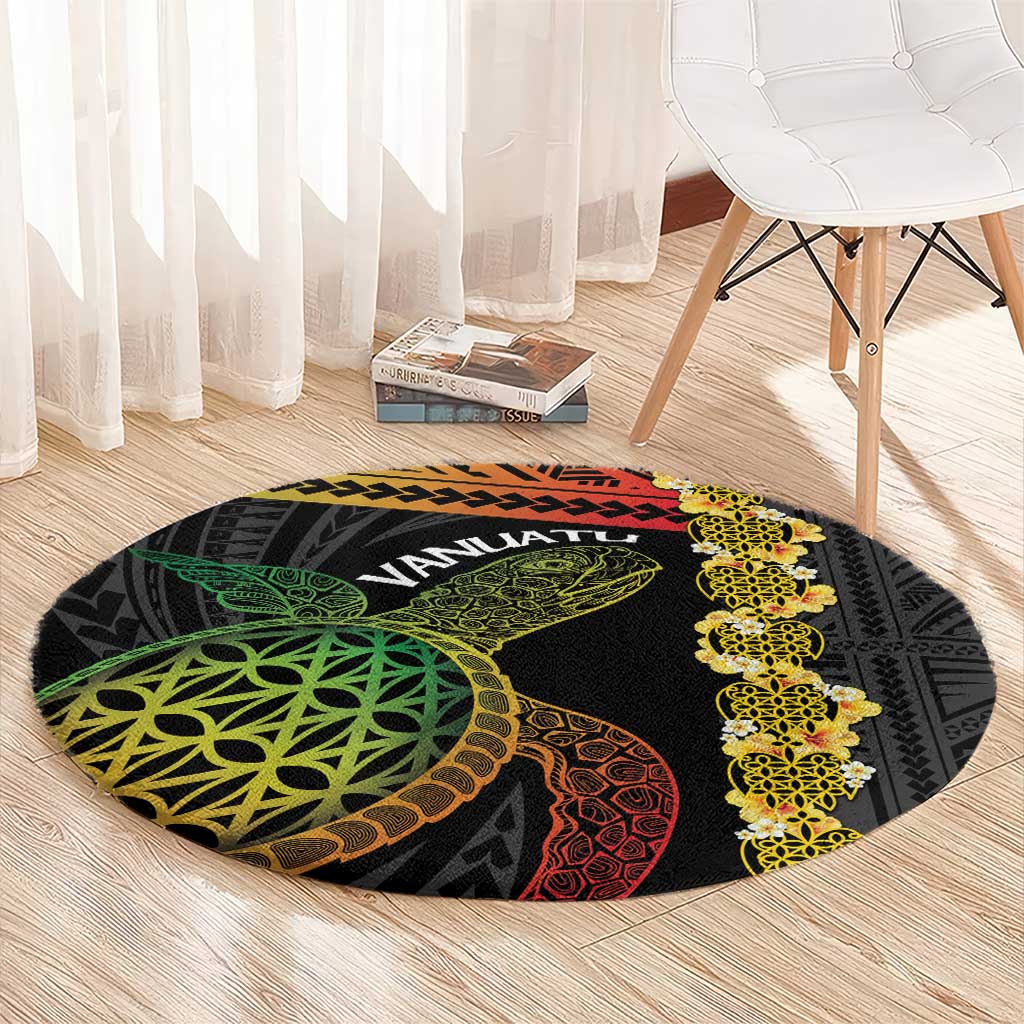 Vanuatu Sand Drawing Turtle Round Carpet Happy Independence Day