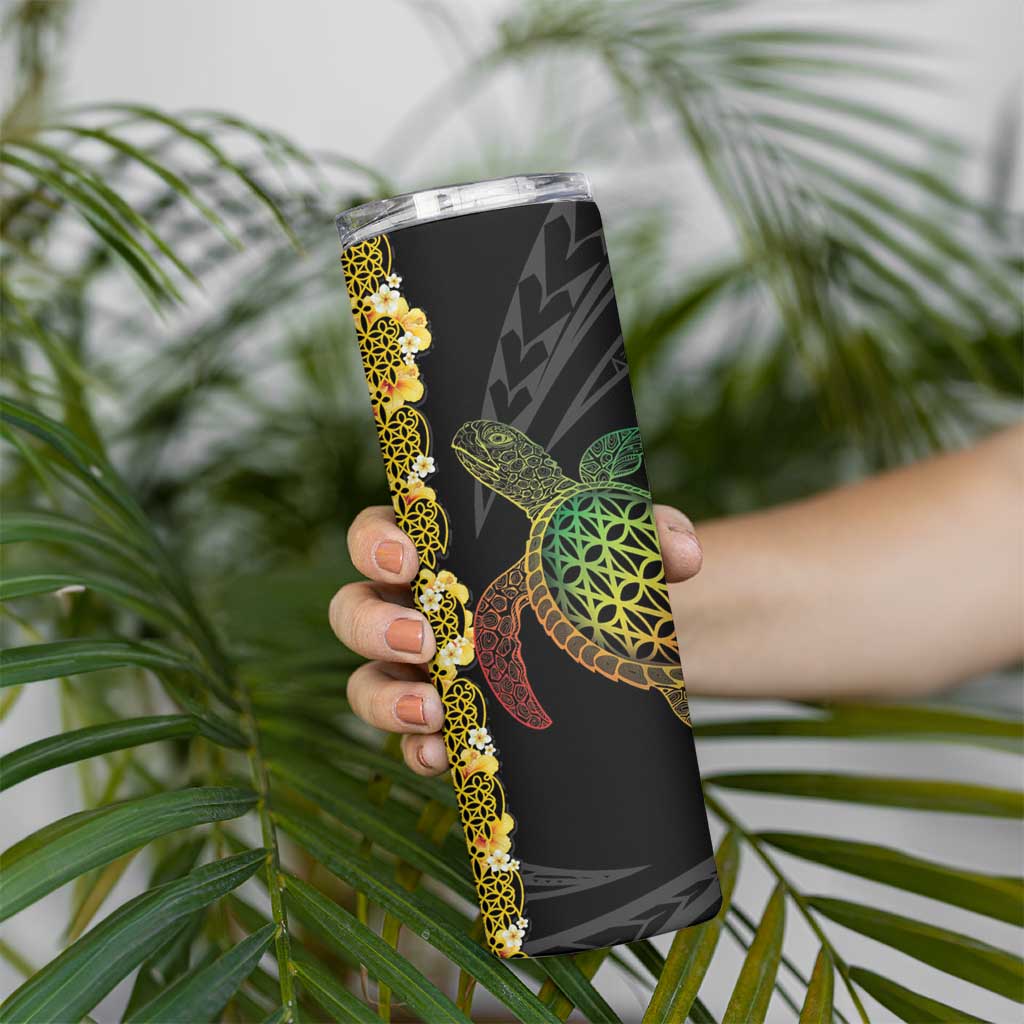 Vanuatu Sand Drawing Turtle Skinny Tumbler Happy Independence Day LT14 - Polynesian Pride