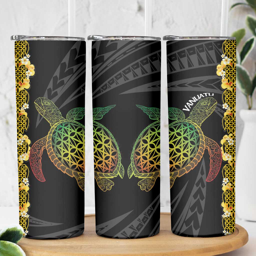 Vanuatu Sand Drawing Turtle Skinny Tumbler Happy Independence Day LT14 - Polynesian Pride