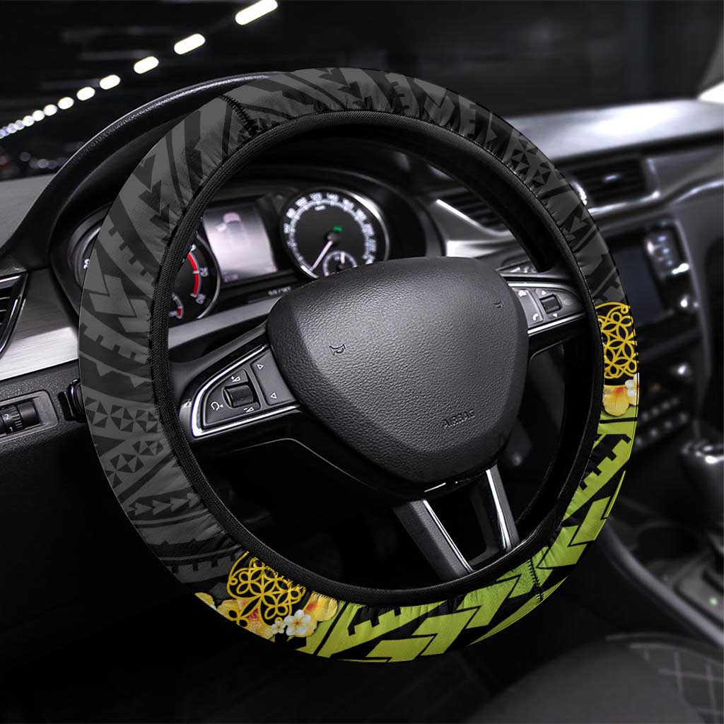 Vanuatu Sand Drawing Turtle Steering Wheel Cover Happy Independence Day