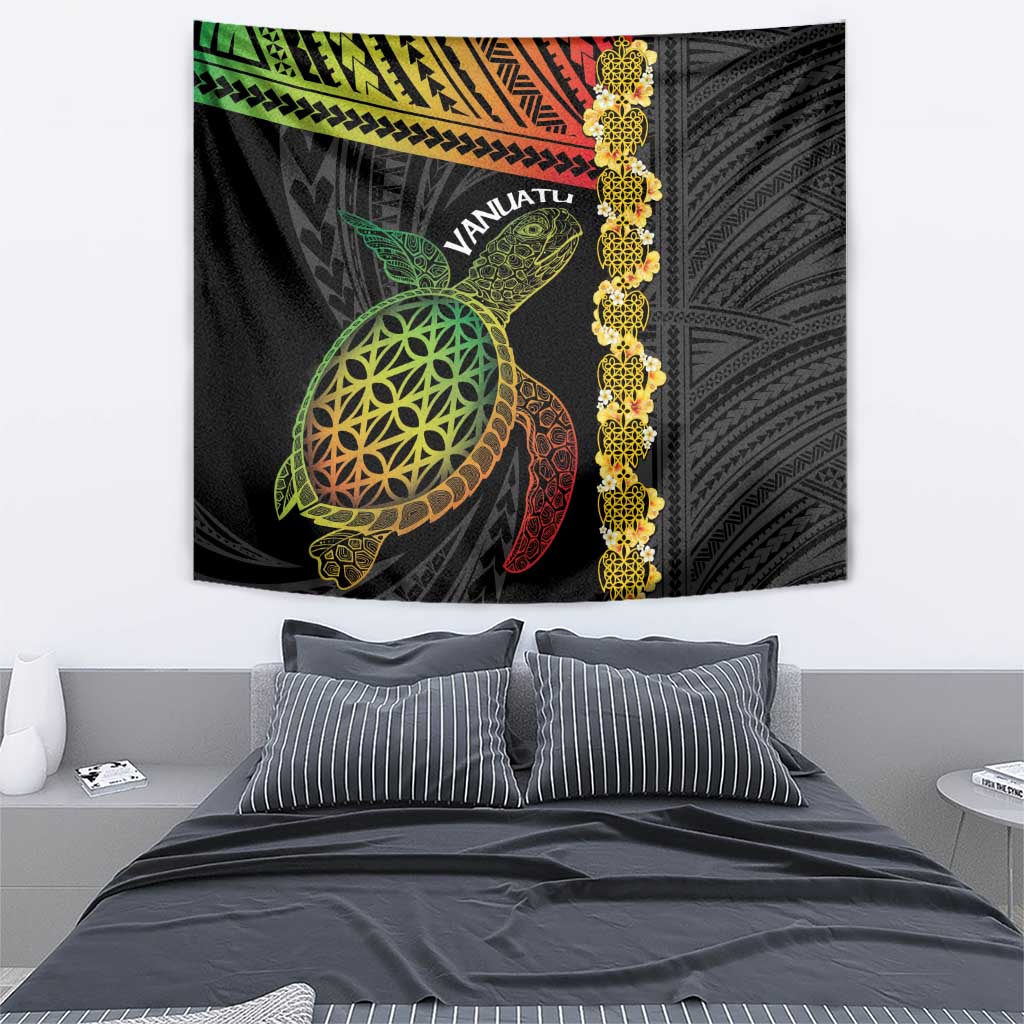 Vanuatu Sand Drawing Turtle Tapestry Happy Independence Day