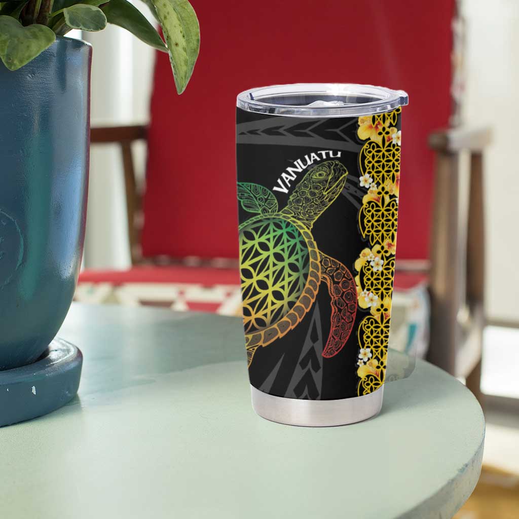 Vanuatu Sand Drawing Turtle Tumbler Cup Happy Independence Day