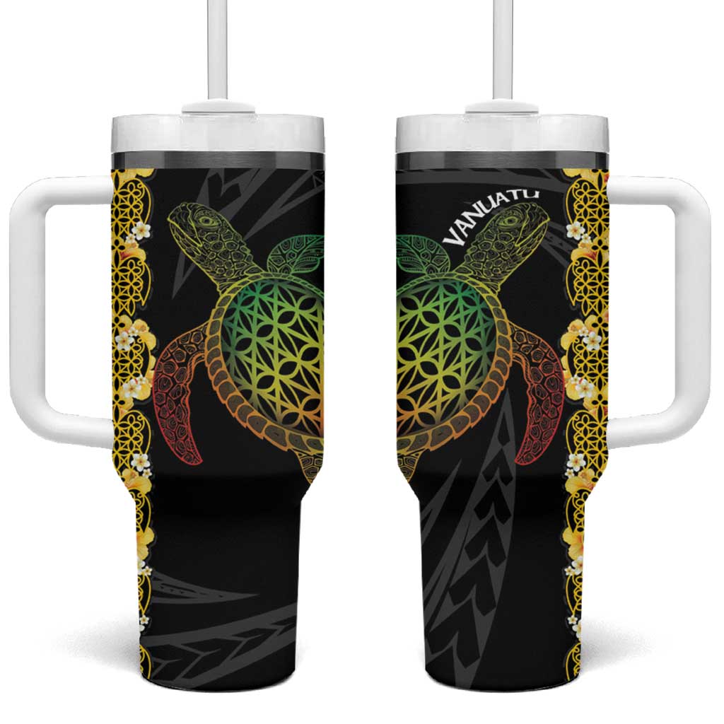 Vanuatu Sand Drawing Turtle Tumbler With Handle Happy Independence Day LT14 One Size: 40 oz Black - Polynesian Pride