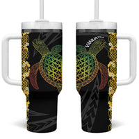 Vanuatu Sand Drawing Turtle Tumbler With Handle Happy Independence Day LT14 One Size: 40 oz Black - Polynesian Pride