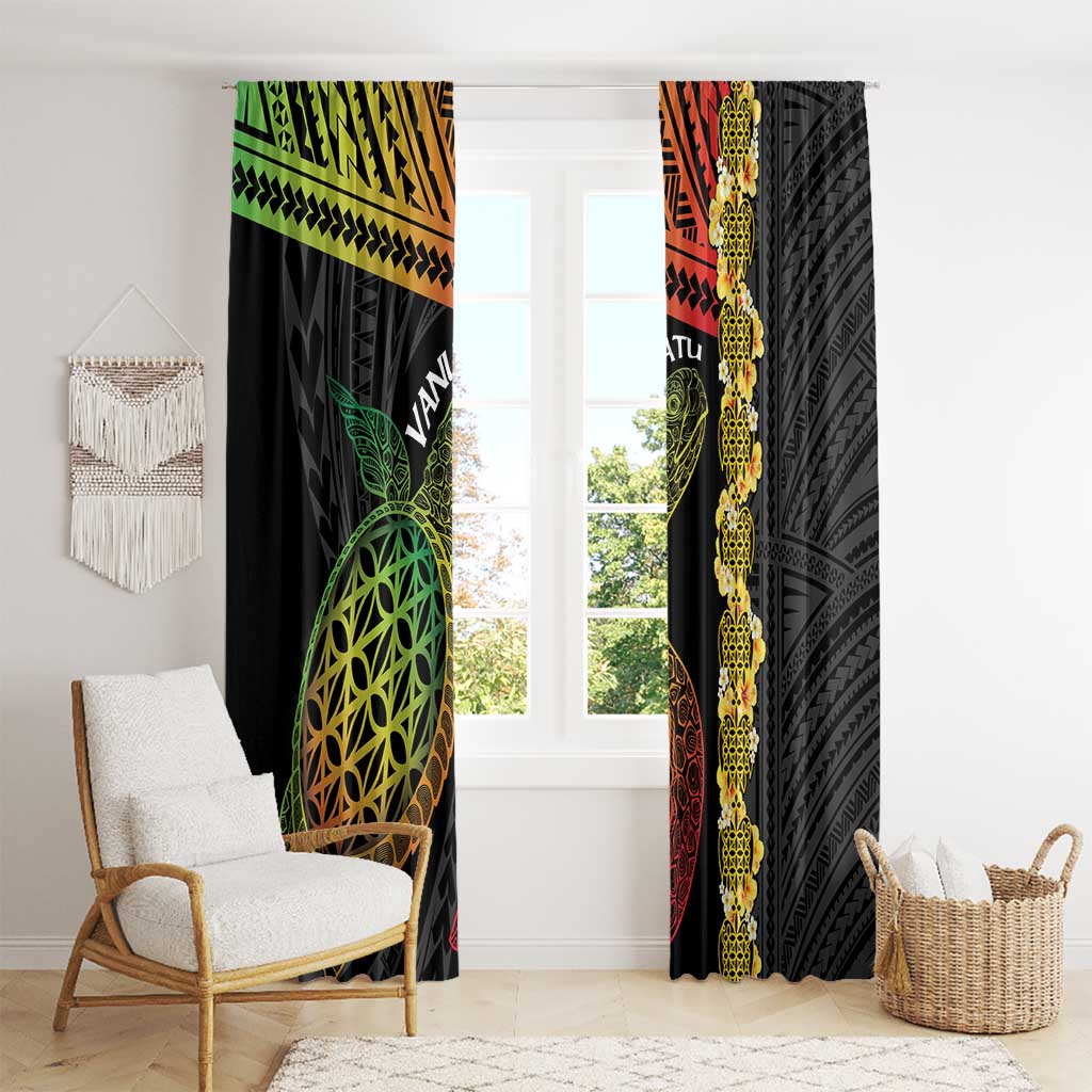 Vanuatu Sand Drawing Turtle Window Curtain Happy Independence Day