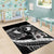 Black Polynesia Area Rug Tribal Pattern Tropical Frangipani