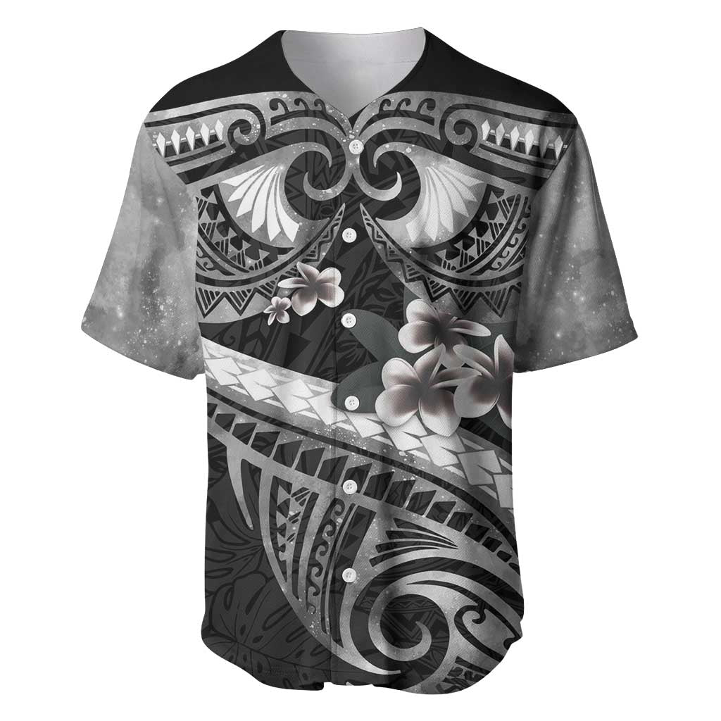 Black Polynesia Baseball Jersey Tribal Pattern Tropical Frangipani LT14 Black - Polynesian Pride