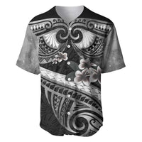 Black Polynesia Baseball Jersey Tribal Pattern Tropical Frangipani LT14 Black - Polynesian Pride