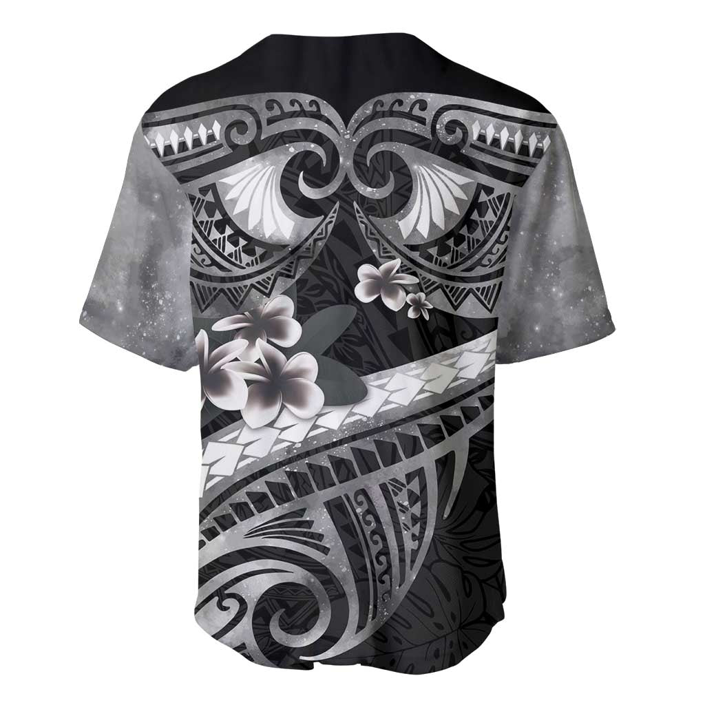 Black Polynesia Baseball Jersey Tribal Pattern Tropical Frangipani LT14 - Polynesian Pride