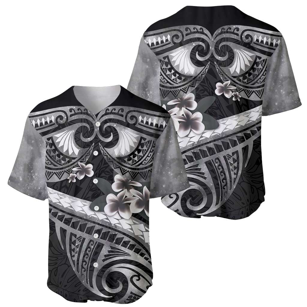 Black Polynesia Baseball Jersey Tribal Pattern Tropical Frangipani LT14 - Polynesian Pride