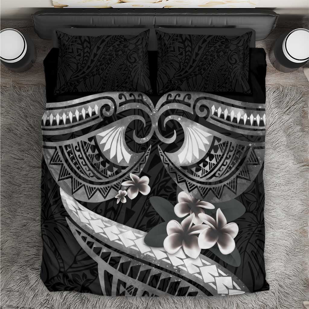 Black Polynesia Bedding Set Tribal Pattern Tropical Frangipani LT14 Black - Polynesian Pride